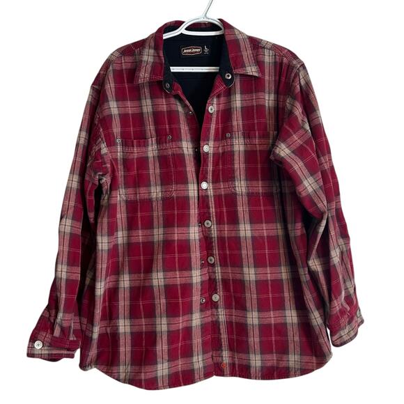 Jesse James Workwear Red Plaid Jacket Mens Sz Large Snap Button Gorpcore Utility - Picture 1 of 16